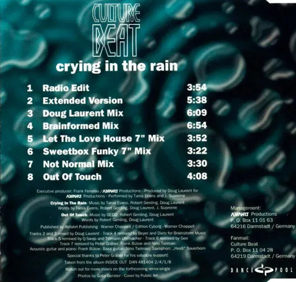 Culture Beat : Crying In The Rain (CD, Maxi)