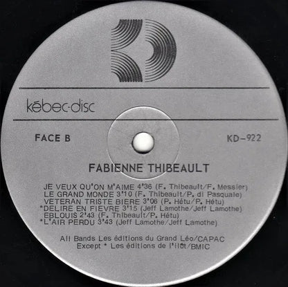 Fabienne Thibeault : La Vie D'Astheure (LP, Album, Gat)