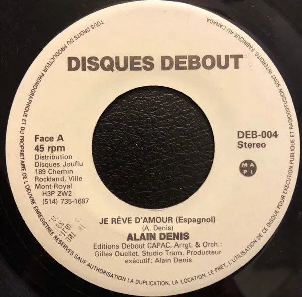 Alain Denis : Je Rêve D'amour (7", Single)