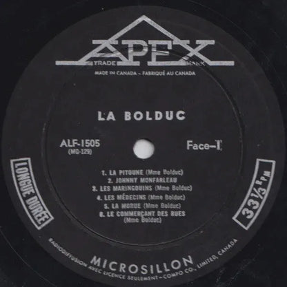 La Bolduc : La Bolduc (LP, Comp, Mono)