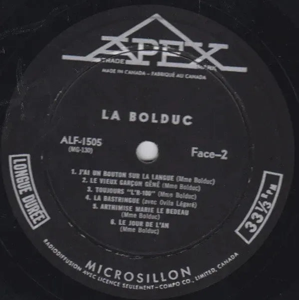 La Bolduc : La Bolduc (LP, Comp, Mono)