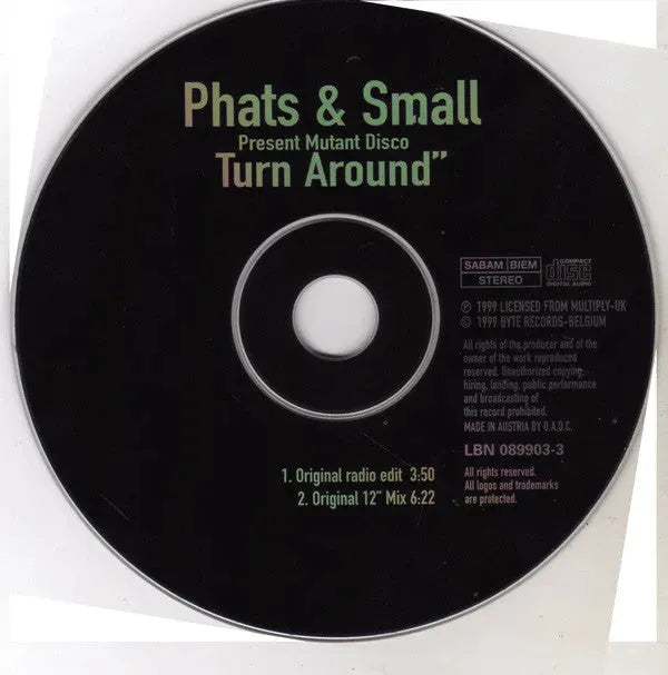 Phats & Small Present Mutant Disco : Turn Around (CD, Single, Car)