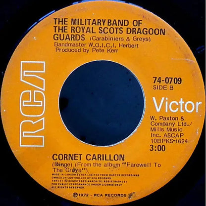 The Pipes And Drums Of The Royal Scots Dragoon Guards (Carabiniers And Greys) And The Military Band Of The Royal Scots Dragoon Guards (Carabiniers And Greys) : Amazing Grace / Cornet Carillon (7", Single)