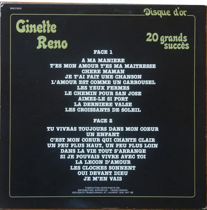 Ginette Reno : 20 Grands Succès (LP, Comp)