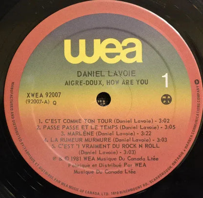 Daniel Lavoie : Aigre-Doux How Are You (LP, Album)