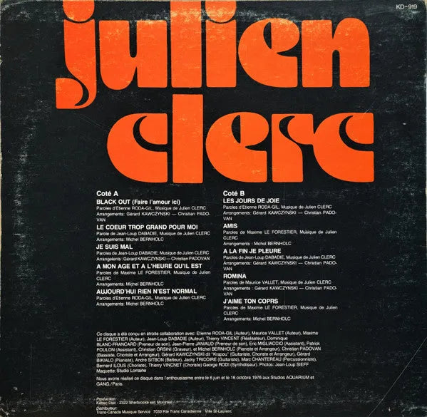 Julien Clerc : Julien Clerc (LP, Album)