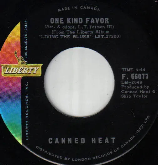 Canned Heat : Going Up The Country / One Kind Favor (7", Single)