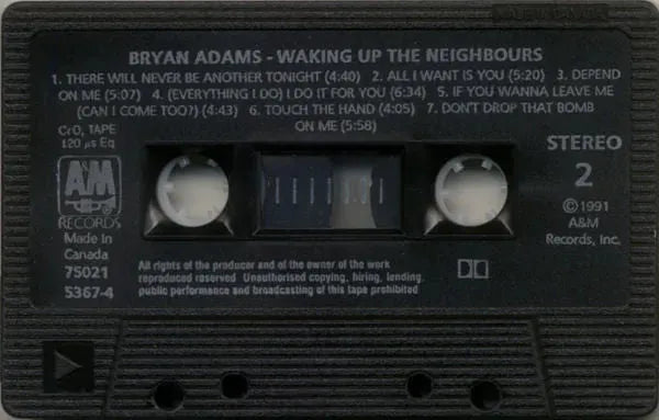 Bryan Adams : Waking Up The Neighbours (Cass, Album, CrO)