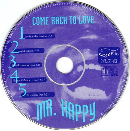 Mr. Happy : Come Back To Love (CD, Maxi)