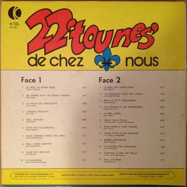 Various : 22 Tounes De Chez Nous Vol. 1 (LP, Comp)