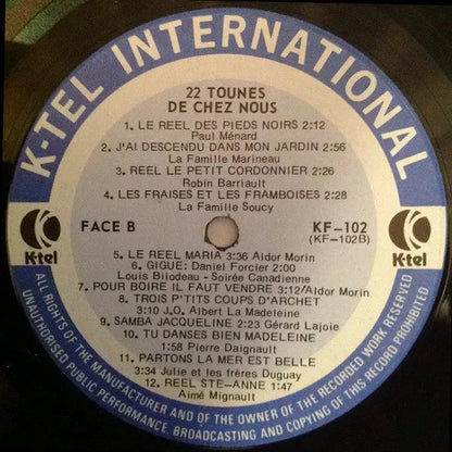 Various : 22 Tounes De Chez Nous Vol. 1 (LP, Comp)