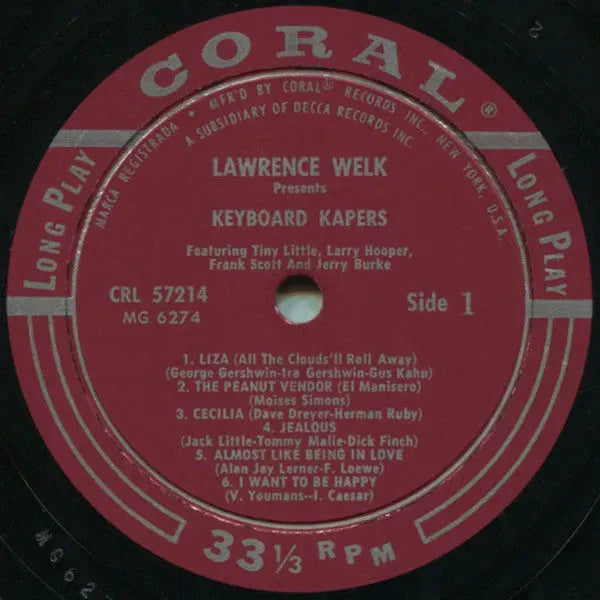 Lawrence Welk, Jerry Burke, Frank Scott, Larry Hooper, "Big" Tiny Little : Lawrence Welk Presents Keyboard Kapers (LP, Album, Mono)