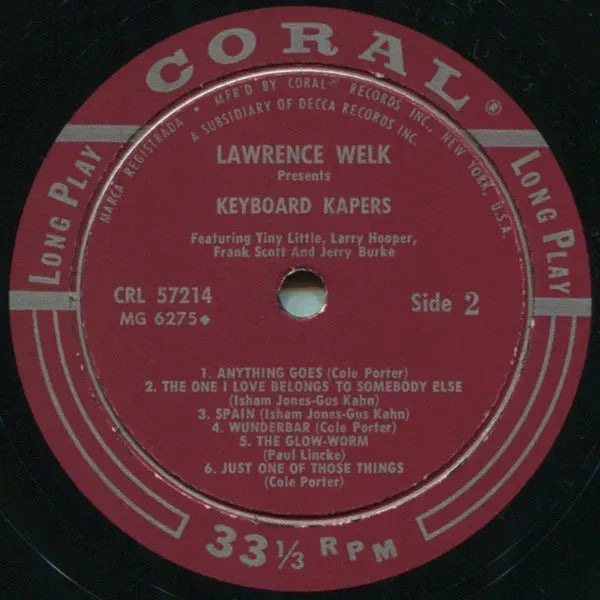 Lawrence Welk, Jerry Burke, Frank Scott, Larry Hooper, "Big" Tiny Little : Lawrence Welk Presents Keyboard Kapers (LP, Album, Mono)