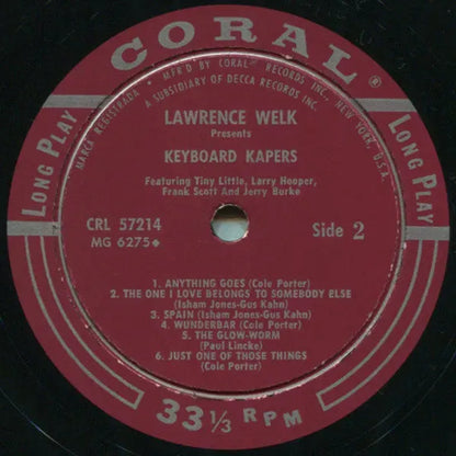 Lawrence Welk, Jerry Burke, Frank Scott, Larry Hooper, "Big" Tiny Little : Lawrence Welk Presents Keyboard Kapers (LP, Album, Mono)