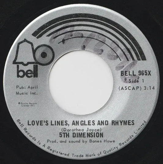 The Fifth Dimension : Love's Lines, Angles And Rhymes (7", Single)