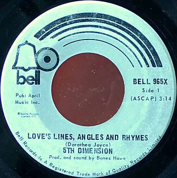 The Fifth Dimension : Love's Lines, Angles And Rhymes (7", Single)