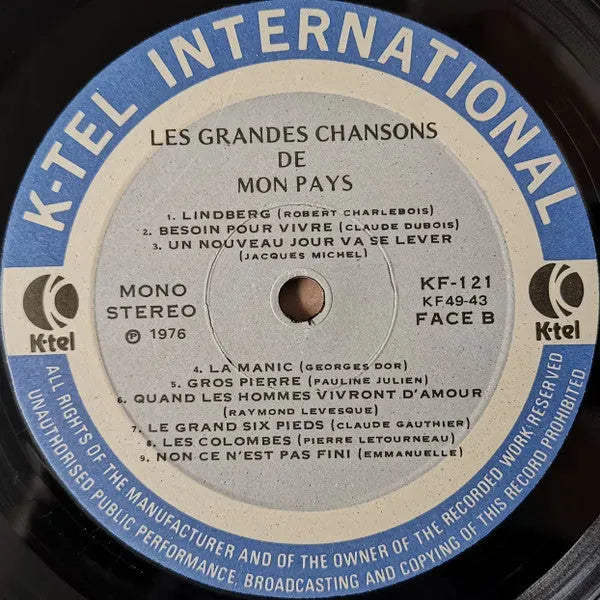 Various : Les Grandes Chansons De Mon Pays (LP, Comp)