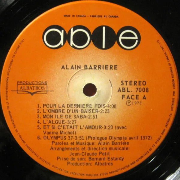 Alain Barrière : Alain Barrière (LP, Album)