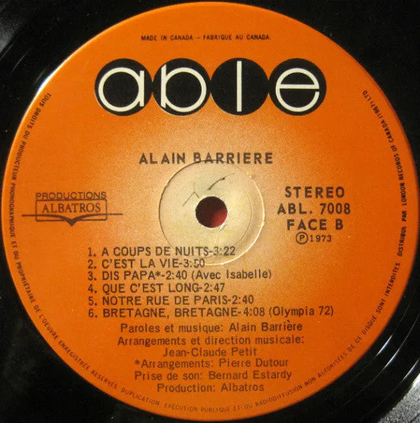 Alain Barrière : Alain Barrière (LP, Album)