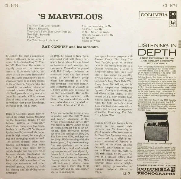 Ray Conniff & His Orchestra : 'S Marvelous (LP, Mono)