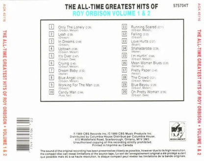 Roy Orbison : The All-Time Greatest Hits Of Roy Orbison Volume 1 & 2 (CD, Comp, Club, RE)