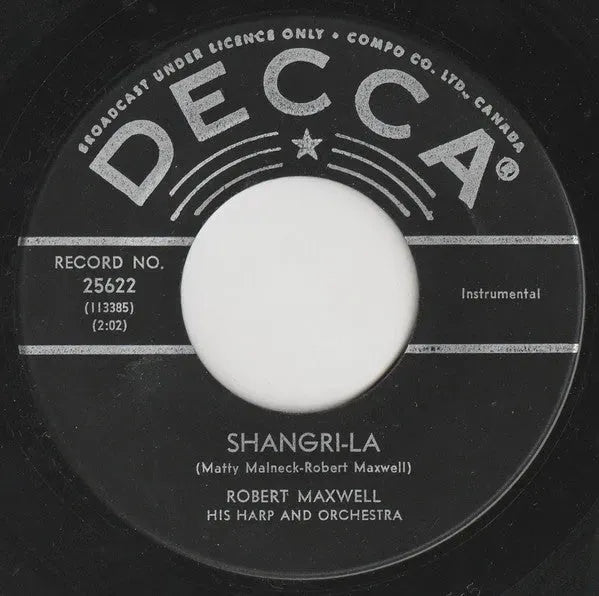 Robert Maxwell, His Harp And Orchestra : Shangri-La (7")