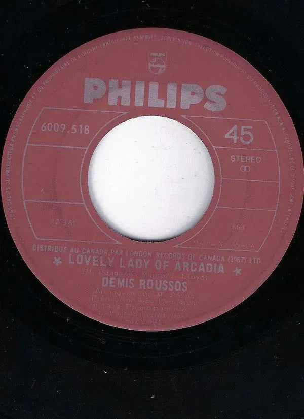 Demis Roussos : Lovely Lady Of Arcadia / Shadows (7", Single)