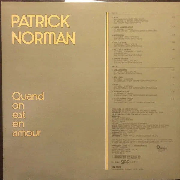 Patrick Norman : Quand On Est En Amour (LP, Album)