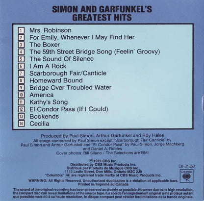 Simon & Garfunkel : Simon And Garfunkel's Greatest Hits (CD, Comp, Club, RE)