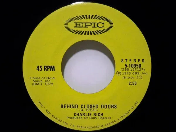 Charlie Rich : Behind Closed Doors / A Sunday Kind Of Woman (7", Single)