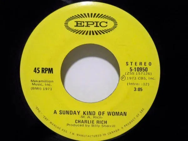 Charlie Rich : Behind Closed Doors / A Sunday Kind Of Woman (7", Single)