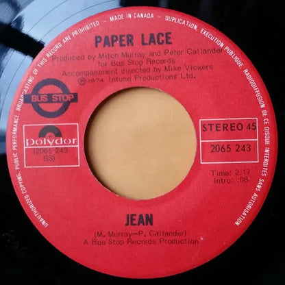 Paper Lace : The Black-Eyed Boys / Jean (7", Single)