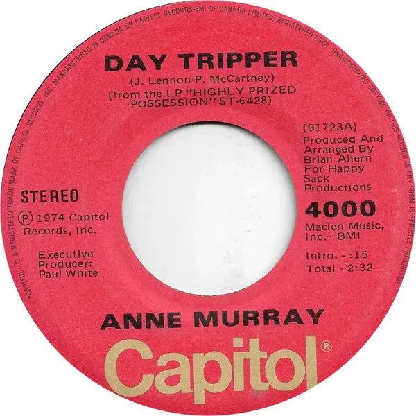 Anne Murray : Day Tripper / Lullaby (7", Single)