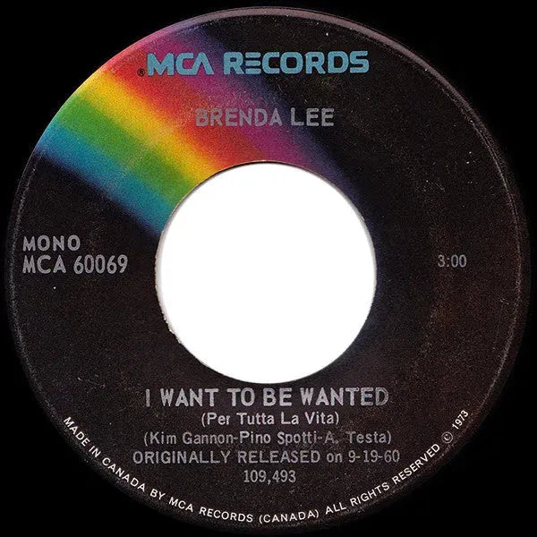 Brenda Lee : Sweet Nothin's / I Want To Be Wanted (7", Single)