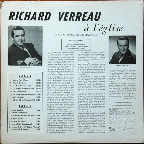 Richard Verreau Avec Les Disciples De Massenet : À ĽÉglise  (LP, Album, Mono)