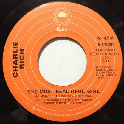 Charlie Rich : The Most Beautiful Girl (7")