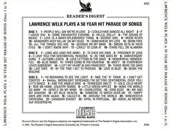 Lawrence Welk : Lawrence Welk Plays A 50-Year Hit Parade Of Songs (3xCD, Comp)