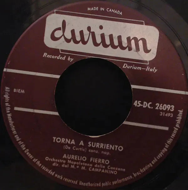 Aurelio Fierro : Dicitencello Vuje / Torna A Surriento (7")