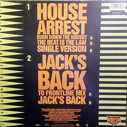 Krush : House Arrest / Jack's Back (12")