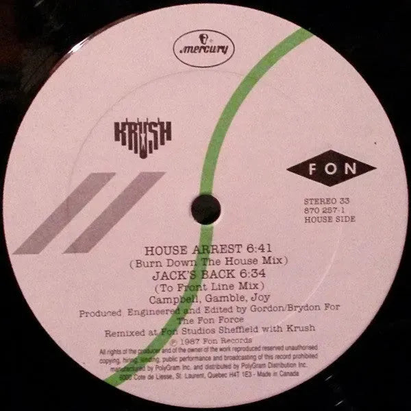 Krush : House Arrest / Jack's Back (12")