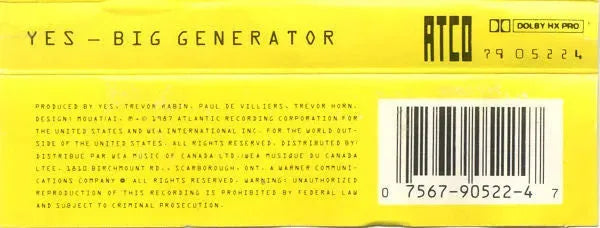 Yes : Big Generator (Cass, Album)