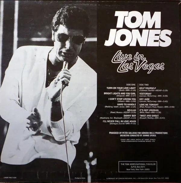 Tom Jones : Live In Las Vegas (LP, Album)