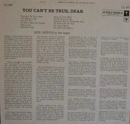 Ken Griffin (2) : You Can't Be True, Dear (LP, Album, Mono)