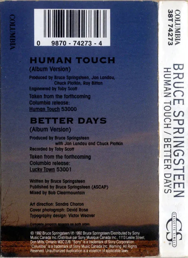 Bruce Springsteen : Human Touch / Better Days (Cass, Single)