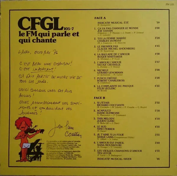 Various : CFGL Le FM Qui Parle Et Qui Chante Présente... (LP, Album, Comp)