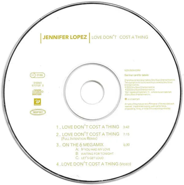 Jennifer Lopez : Love Don't Cost A Thing (CD, Single, Enh)