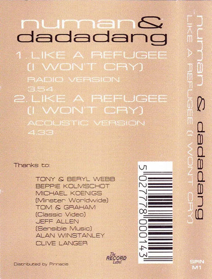 Gary Numan & Dadadang : Like A Refugee (I Won't Cry) (Cass, Single)