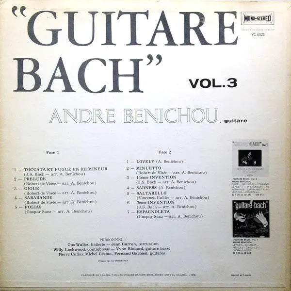 André Bénichou : Guitare Bach Vol.3 (LP)