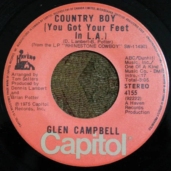 Glen Campbell : Country Boy (You Got Your Feet In L.A.) / Record Collector's Dream (7")