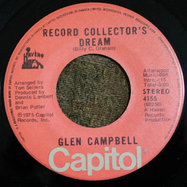 Glen Campbell : Country Boy (You Got Your Feet In L.A.) / Record Collector's Dream (7")